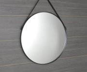 Sapho Orbiter Kulaté Zrcadlo S Koženým Páskem ø 70cm, černá Mat