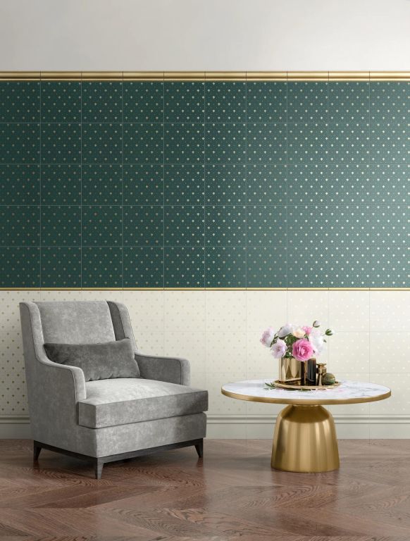 Realizace Petracer´s Grand Elegance Gold v bílé a zelené barvě - luxusní obývací pokoj