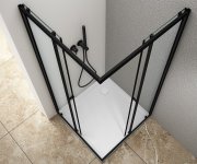 Aqualine Agga Black čtvercová Sprchová Zástěna 800x800mm, čiré Sklo