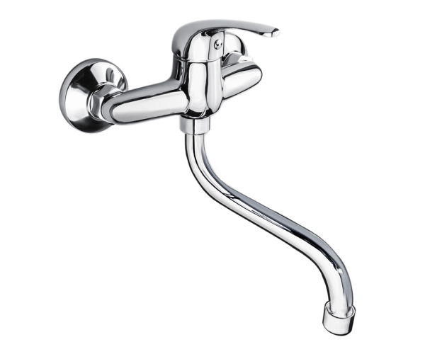 Mereo Dřezová Nástěnná Baterie, Lila, 150 Mm, S Ramínkem Trubkovým ø 18 Mm - 300 Mm, Chrom