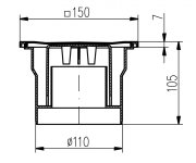 323n-pv Spodní D110, Nerezová Mřížka 150x150mm 04880-DNS110N