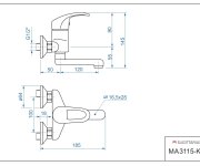 Dřezová Stěnová Baterie, Ramínko 120 Mm, Rozteč 100 Mm, Klik-klak - Chrom - Mars MA3115-K100