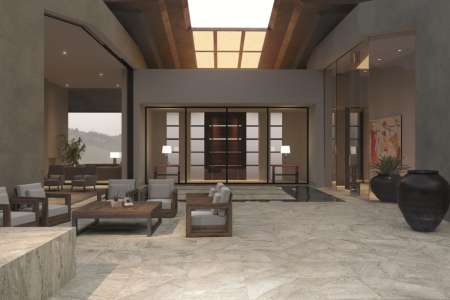 Luxusní terasa dokreslená KAMENOU tváří Castelvetro Quartz Stones