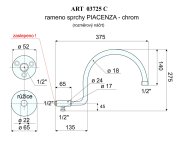 Stěnové Rameno  "oblouk" Výška 25x šířka 30cm - Chrom -  Piacenza 03725C