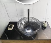 Sapho Marac Skleněné Gravírované Umyvadlo Na Desku ø 39,5cm, černá