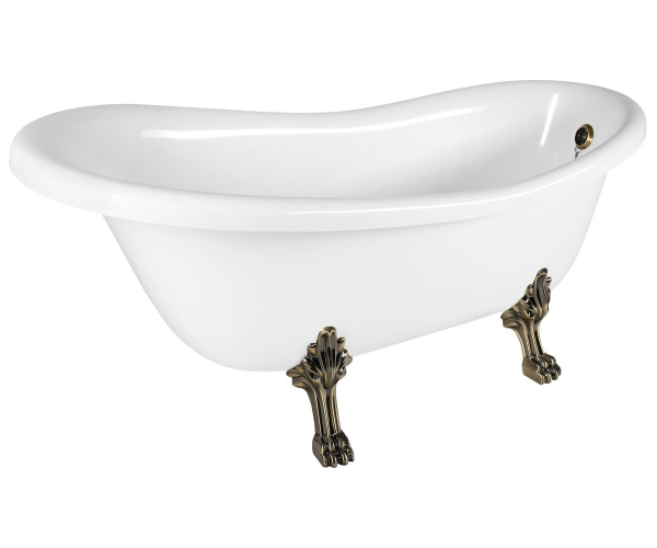 Polysan Retro Volně Stojící Vana 168x76,2x70cm, Bílá, Nohy Bronz