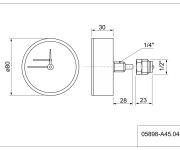 Termomanometr Se Zadním Napojením G 1/4"+ Redukce 1/4fx1/2m, D 80 Mm, 0 - 120°c, 0 - 6 Bar 05898-A45.06