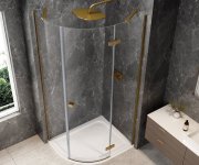 Polysan Globe Gold Matt čtvrtkruhový Sprchový Kout 1000x800mm, čiré Sklo, Pravé