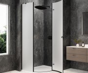 Polysan Globe Black čtvrtkruhový Sprchový Kout 1000x900mm, Matné Sklo, Pravé