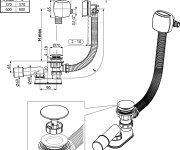 Vanové odtokové komplety s napouštěním přepadem - Vanový sifon s napouštěním přepadem 80 C-C H/K, chrom X01505