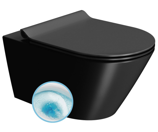 Gsi Kube X Závěsná Wc Mísa, Geniusflush, 36x55cm, černá Dual-mat
