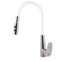 Dřezová baterie s flexibilním ramínkem AMUR chrom/bílá 3/8" AM719.0/12B
