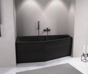 Polysan Tigra L Asymetrická Vana 170x80x46cm, černá Mat