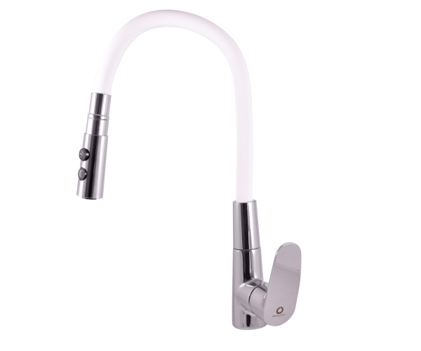 Dřezová baterie s flexibilním ramínkem AMUR chrom/bílá 1/2" AM719.5/12B