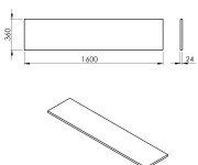 Sapho Plato Deska Rockstone 1600x24x360mm, Bílá Mat