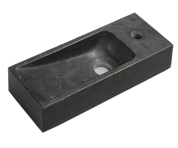 Sapho Blok Kamenné Umývátko 38x14cm, Baterie Vpravo, Antracit