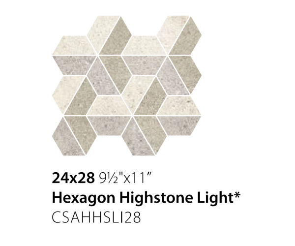 Mozaika jako kámen Sant Agostino Highstone Hexagon Light 24x28 - šedá