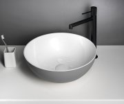 Polysan Banera Round Umyvadlo Na Desku, Litý Mramor, Průměr 39cm, Bílá/šedá Mat