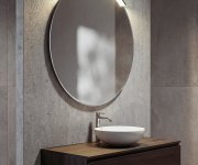 Sapho Bord Kulaté Zrcadlo S Led Svítidlem Moon, Broušená Hrana, ø 70cm, Cu Free, černá Mat