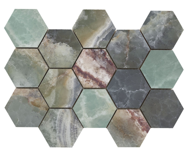 Mozaika jako mramor Cifre Lixium Hexagon Ample Jade 32,5x22,5 Luc. Rett. - zelená