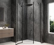 Polysan Globe Gun Metal čtvrtkruhový Sprchový Kout 900x800mm, čiré Sklo, Levé