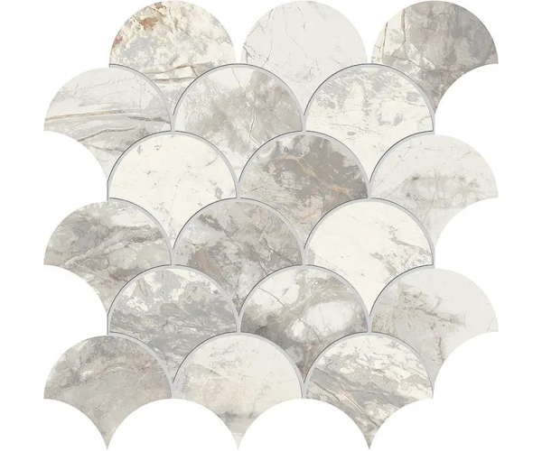 Mozaika jako kámen EdimaxAstor Golden Age Mosaico Shell White 30x30 Matt. Rett. - šedá