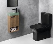 Sapho Piccolino Betonové Umývátko 30,8x17cm, Baterie Vpravo, Zelená Mat