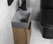 Sapho Piccolino Betonové Umývátko 30,8x17cm, Baterie Vpravo, šedá Mat