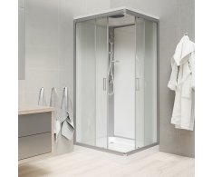 Mereo Sprchový Box, čtvercový, 90cm, Satin Alu, Sklo Point, Z. Stěny Bílé, Smc Vani