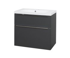 Mereo Mailo, Koupelnová Skříňka S Umyvadlem Z Litého Mramoru 81 Cm, Antracit, Chrom Madlo