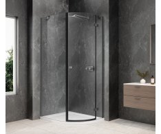 Polysan Globe Gun Metal čtvrtkruhový Sprchový Kout 800x1000mm, čiré Sklo, Pravé