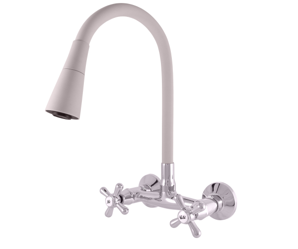 Umyvadlová/dřezová baterie s flexibilním ramínkem MORAVA RETRO chrom/šedá 100 mm MK
