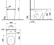 Sapho Bello Wc Kombi, Rimless, Spodní/zadní Odpad, Bílá