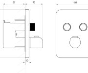Termostatická podomítková baterie Flat FL 063.00, s přepínačem, pro R-box - FL 063.20BLM.O2.RB072 Termostatická podomítková baterie 2-cestná bez tělesa, černá matná X070748