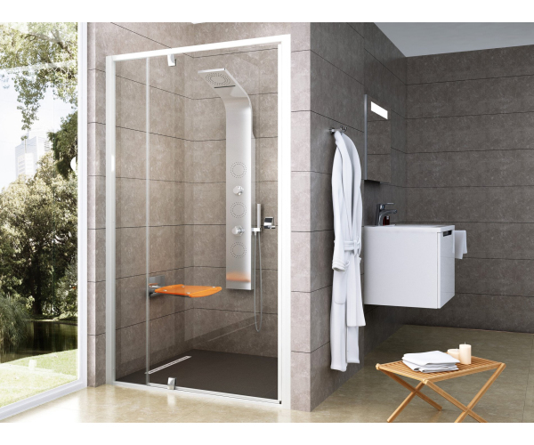 Sprchové dveře Pivot PDOP2 - PDOP2 120, bílá/chrom+transparent