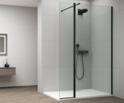 Polysan Esca Black Matt Sprchová Zástěna, Fixní Sklo 700 Mm, Otočný Panel 300 Mm