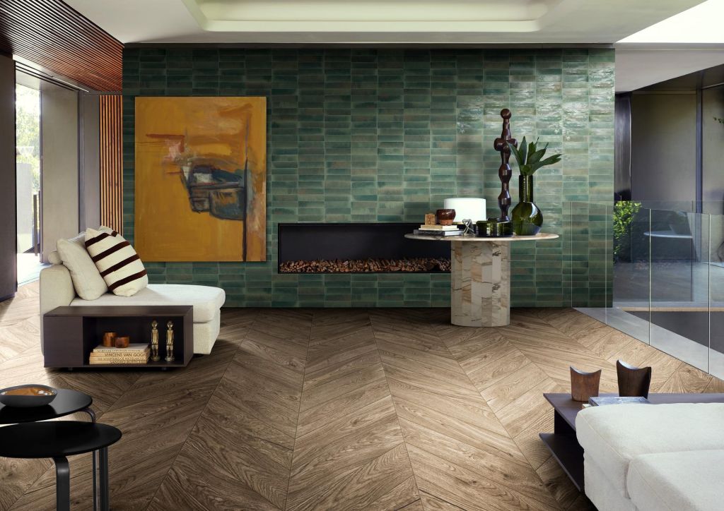 Realizace Dlažba v dekoru dřeva Marazzi Vero Rovere 11x54 Chevron (1.jakost)