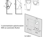 Bruckner Schwarn Urinál S Automatickým Splachovačem 6v Dc, Zadní Přívod, Zadní Odpad, černá Matná