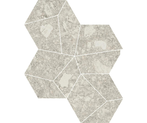 Mozaika jako terrazzo Mirage NORR Melk RR04 Patchy 40x34,7 Nat. - šedá