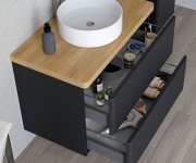 Mereo Siena, Koupelnová Skříňka S Keramickým Umyvadlem 61 Cm, černá Mat
