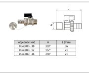 06490gc-38, Kulový Napouštěcí A Vypouštěcí Kohout 3/8" 06490CH-38