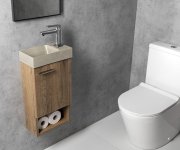 Sapho Piccolino Betonové Umývátko 30,8x17cm, Baterie Vpravo, Písková Mat