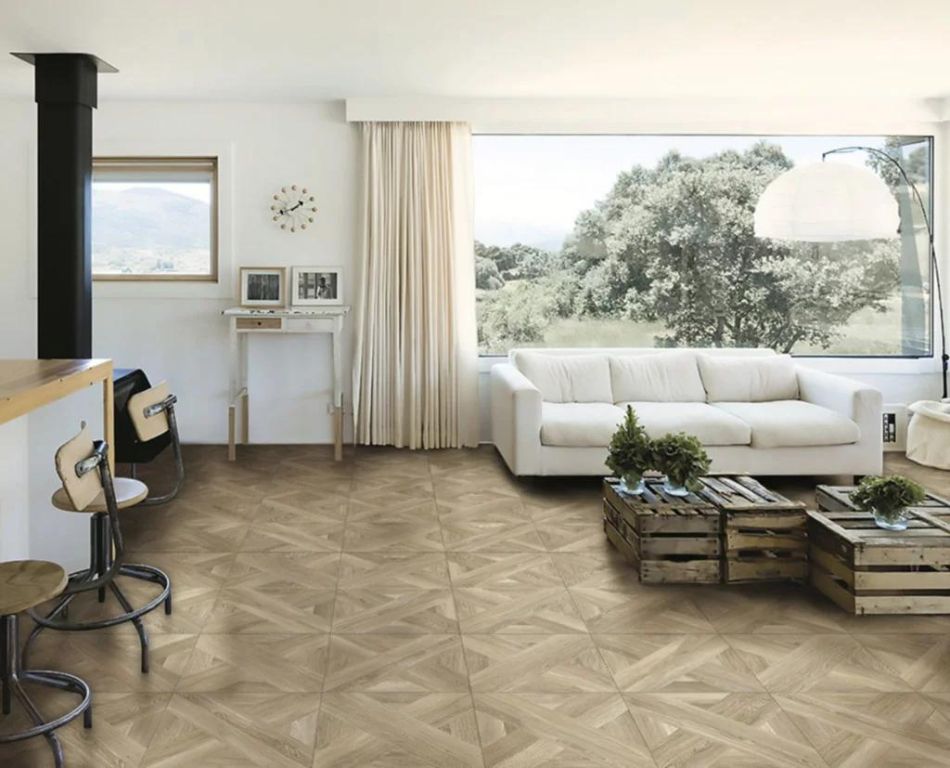 Realizace Tuscania Intarsio Miele - světlá imitace parket