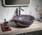 Sapho Priori Keramické Umyvadlo Na Desku, ø 41cm, Fialová S Ornamenty
