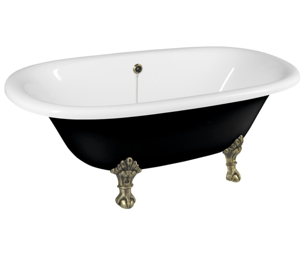 Polysan Regata Volně Stojící Vana 175x85x61cm, Nohy Bronz, černá/bílá