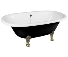 Polysan Regata Volně Stojící Vana 175x85x61cm, Nohy Bronz, černá/bílá