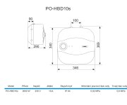 Zásobníkový Tlakový Ohřívač Vody, Objem 10 Litrů, Příkon 2 Kw, Spodní PO-HABD10S