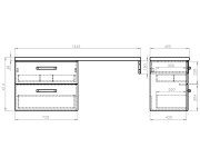 Aqualine Vega Sestava Koupelnového Nábytku, š. 145 Cm, Bílá/dub Platin