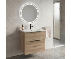 Sapho Set Koupelnová Skříňka Cirasa 60cm S Umyvadlem A Led Zrcadlem, 2x Zásuvka, Dub 