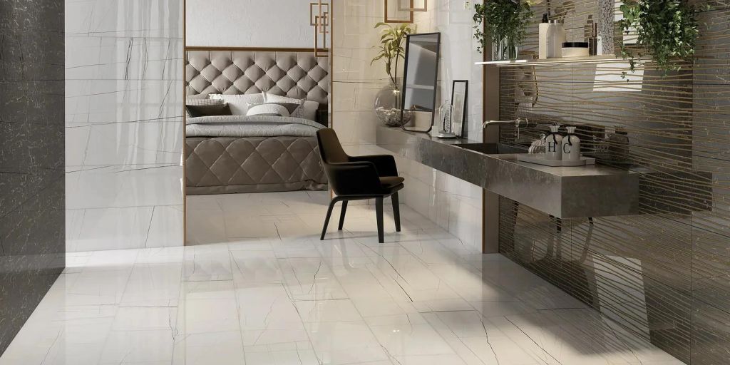 Realizace Settecento Reverse - podlaha - Crystal, obklad - Miroir